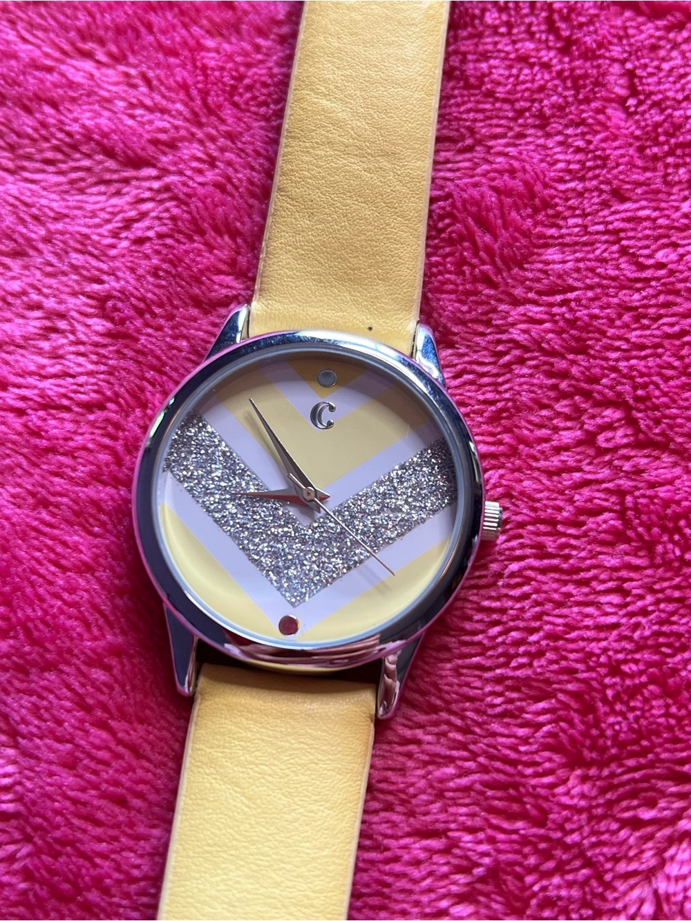 Yellow Glitter Chevron Watch Charming Charlie